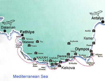 Mapa Costa de Turquía